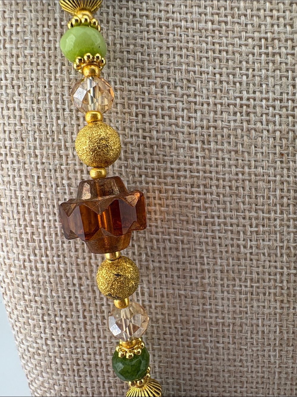 Czech Glass Crown Bead Necklace | Gold Inlay | Artisan Statement - Picture 5 of 6